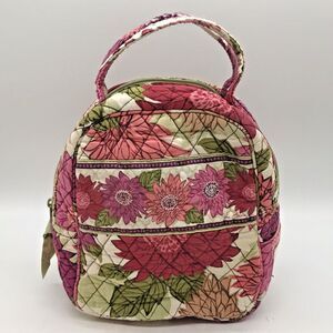 Vera Bradley Hello Dahlia Insulated Lunch Tote Bag ID Quilted Lined Zip Retired